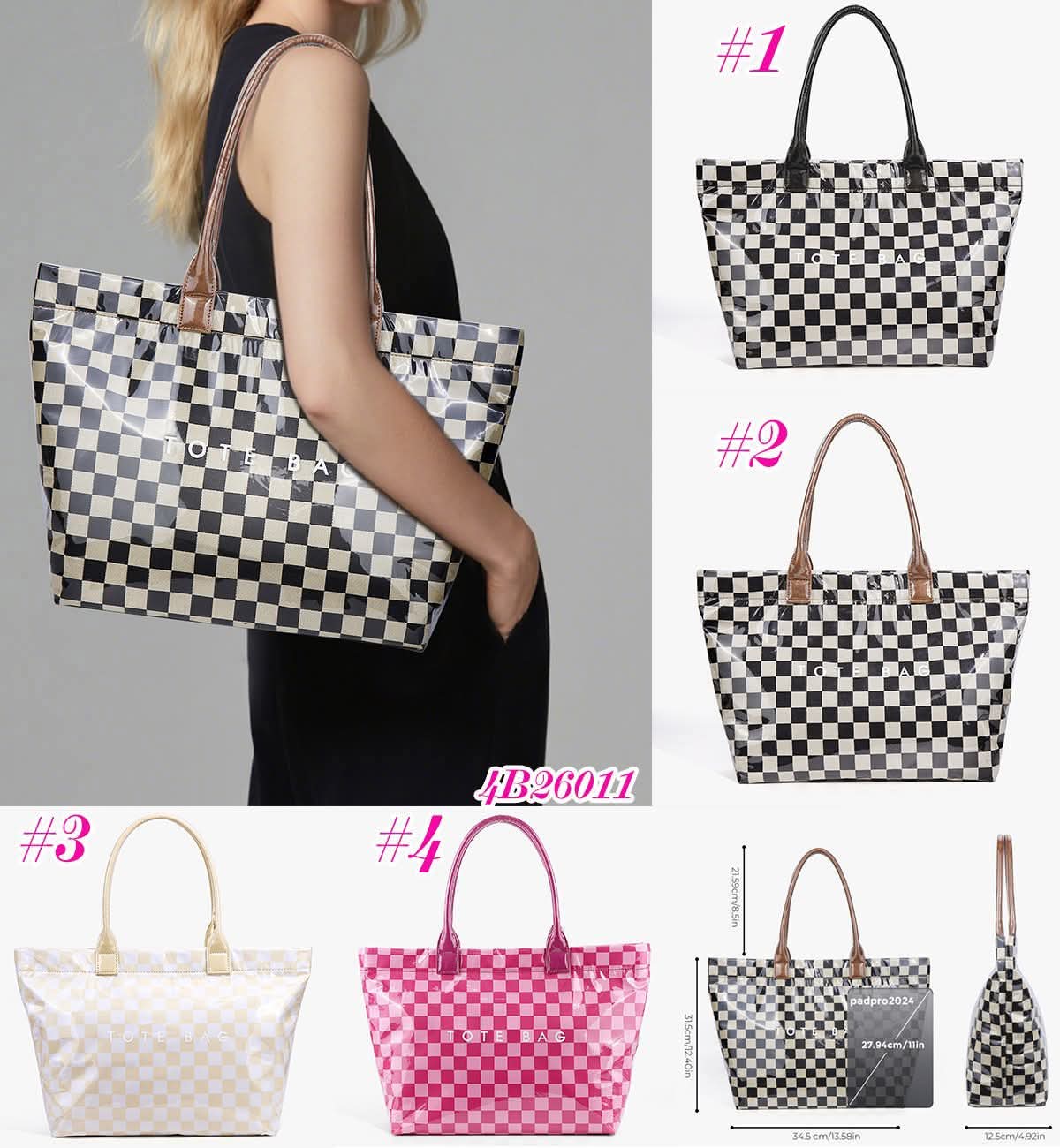 Checkered PVC Tote Bag