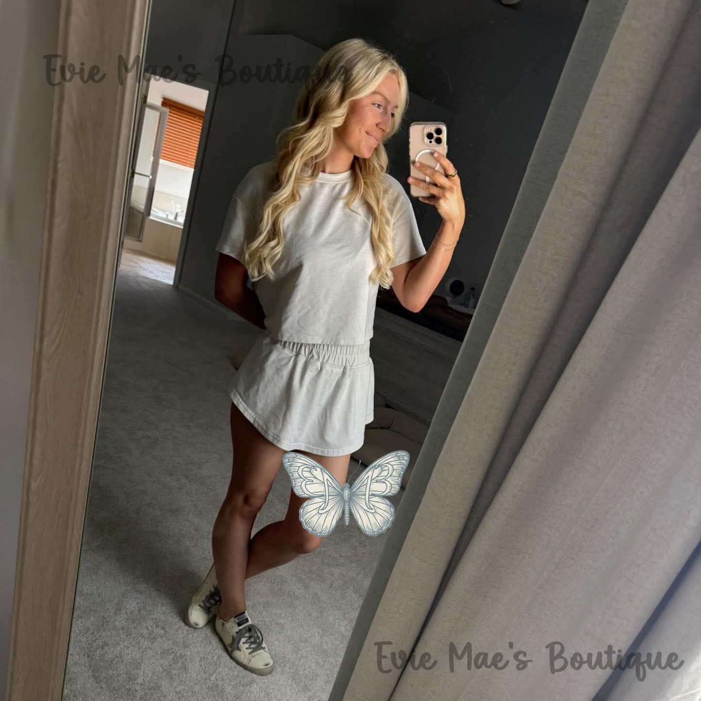 Cropped Tee + High Waist Skort Set