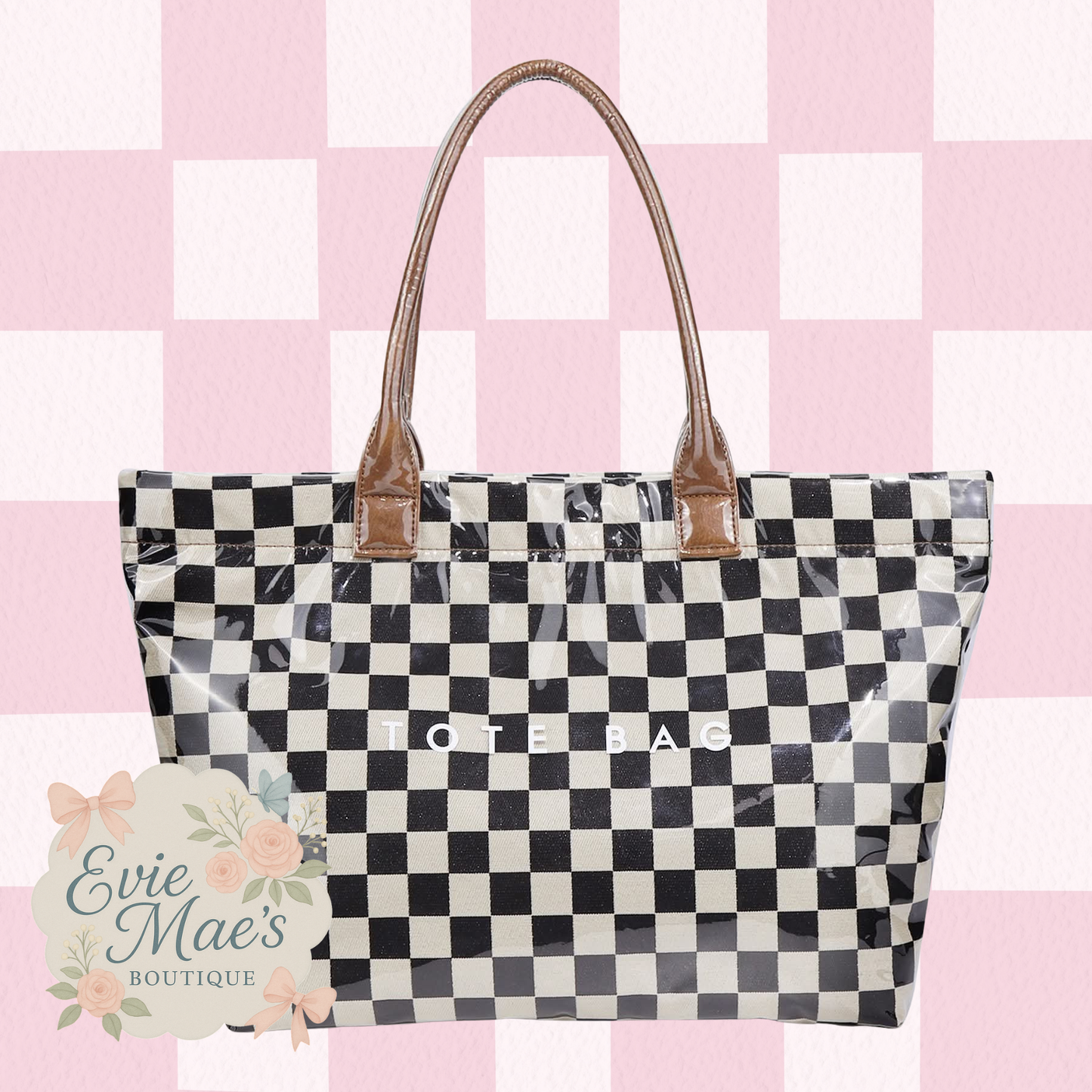 Checkered PVC Tote Bag