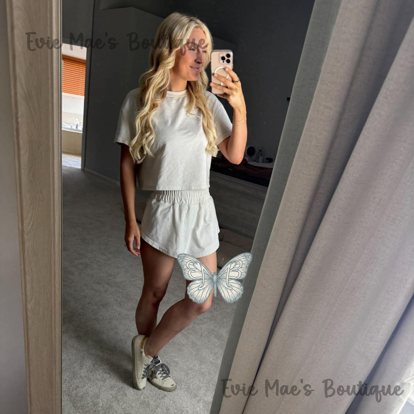 Cropped Tee + High Waist Skort Set