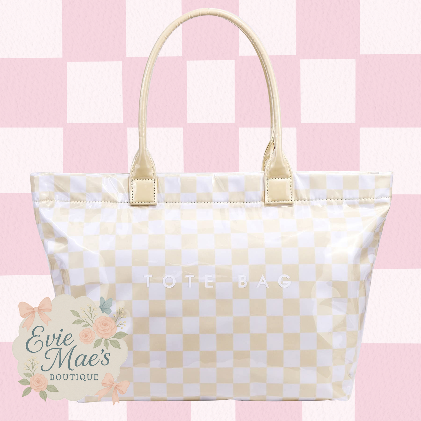 Checkered PVC Tote Bag