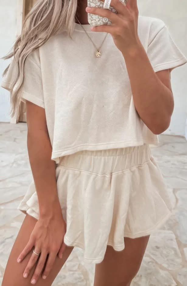Cropped Tee + High Waist Skort Set
