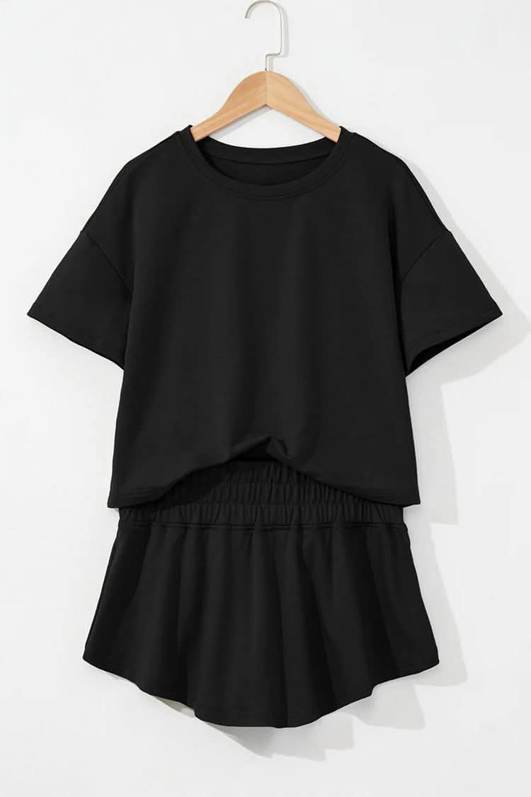 Cropped Tee + High Waist Skort Set