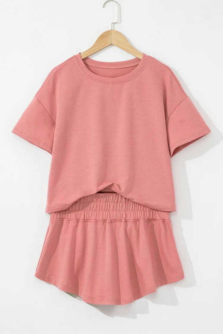Cropped Tee + High Waist Skort Set