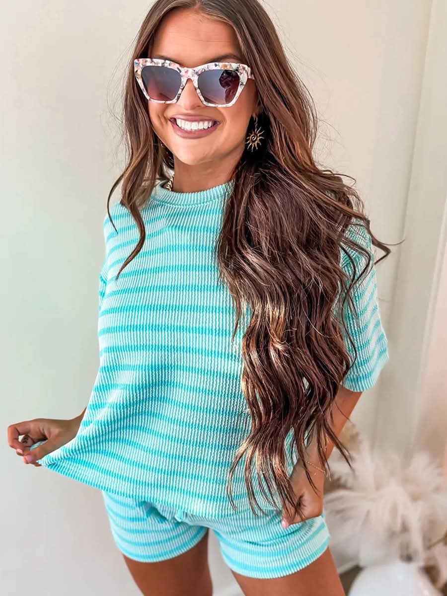 Stripe Ribbed Tee + Shorts
